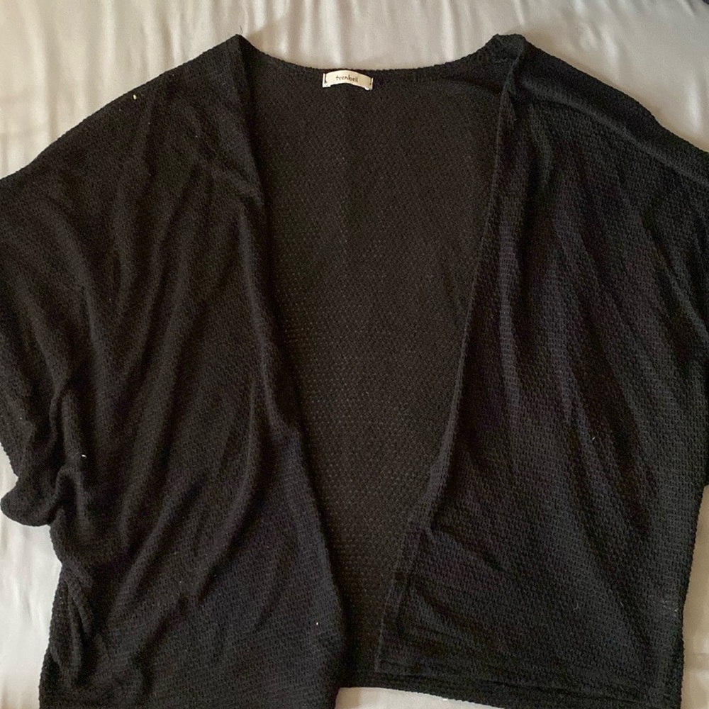 Black Short Sleeved Knitted Cover Up